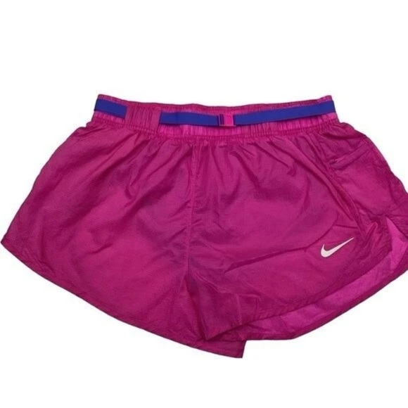Nike Pants - Nike Lightweight Nylon‎ Belted Athletic Activewear Running Gym Pink Blue Shorts
